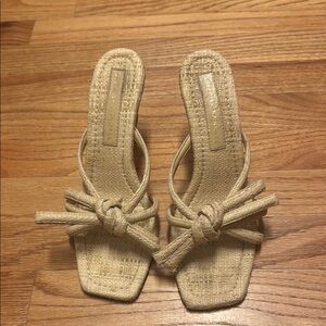Loeffler Randall Natural Raffia Knot Slide Heels